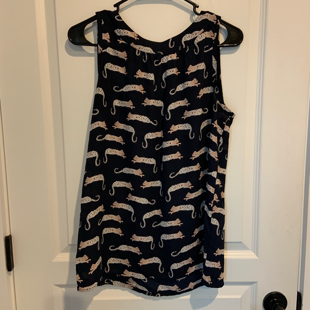 Loft tank top size small. Navy blue with leopards.